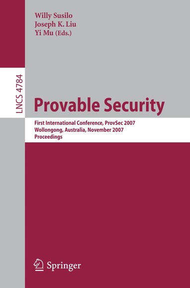 Willy Susilo, Joseph K. Liu, Yi Mu - Provable Security, Häftad