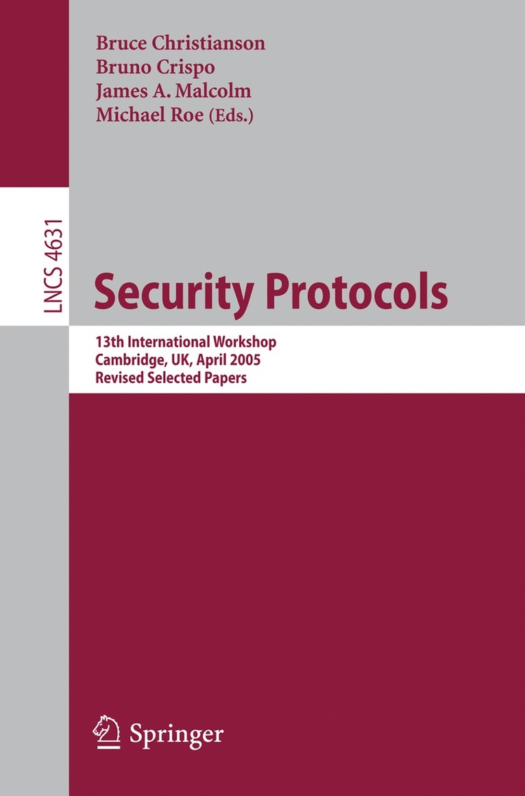 Bruce Christianson, Bruno Crispo, James A. Malcom, Michael Roe - Security Protocols, Häftad