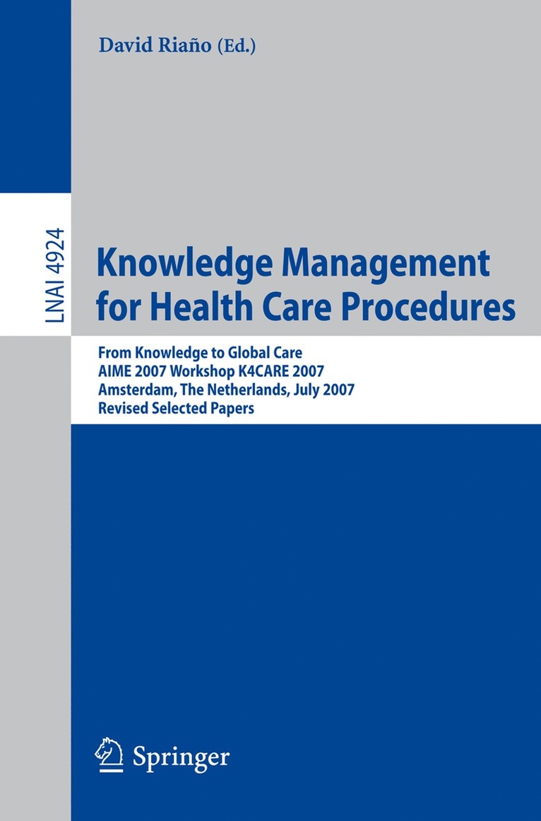 David Riano - Knowledge Management for Health Care Procedures, Häftad