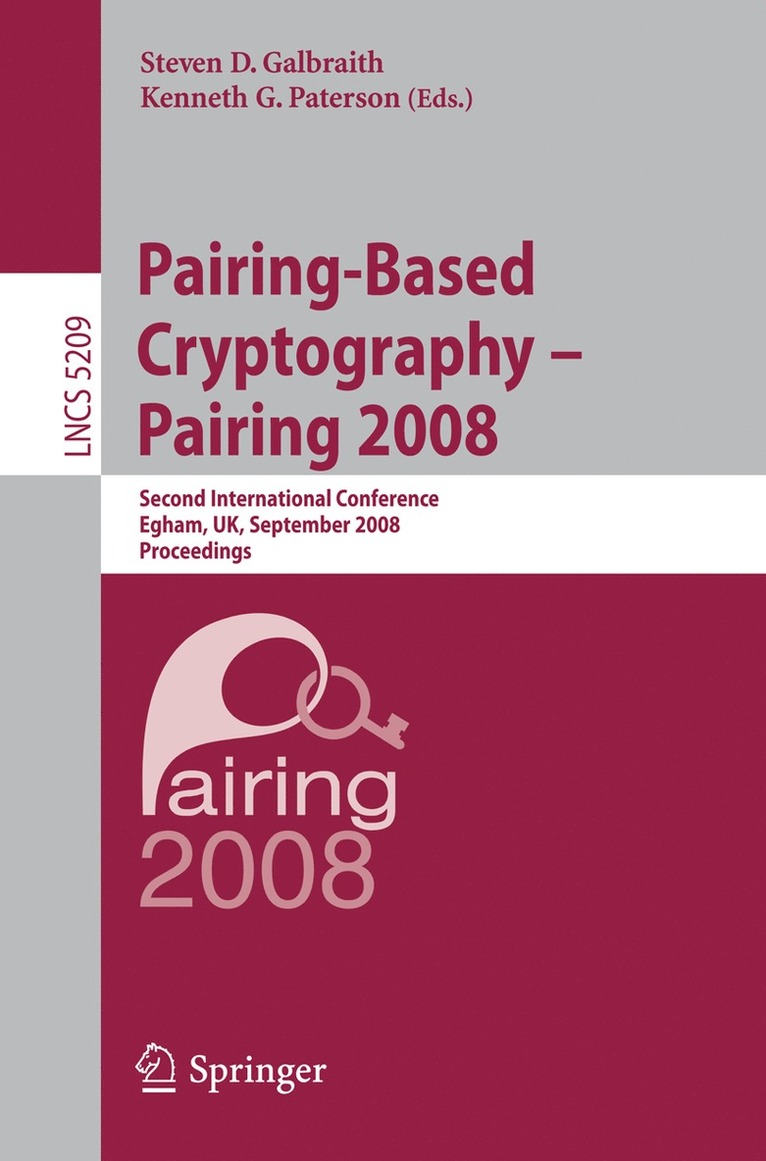 Steven Galbraith, Kenny Paterson - Pairing-Based Cryptography – Pairing 2008, Häftad