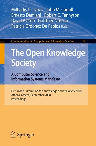 Miltiadis D. Lytras, John M. Carroll, Ernesto Damiani, Robert D. Tennyson, David Avison, Gottfried Vossen, Patricia Ordóñez de Pablos - Open Knowledge Society, Häftad