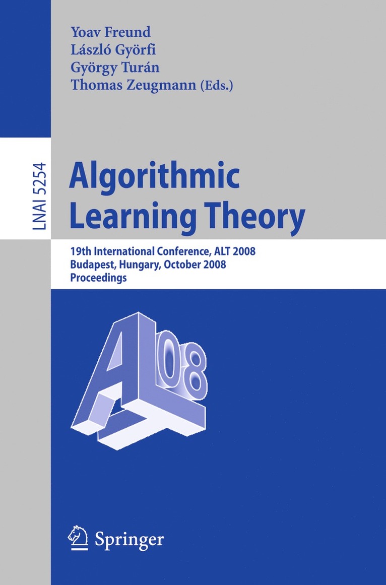 Yoav Freund, László Györfi, György Turán, Thomas Zeugmann, Laszlo Gyorfi - Algorithmic Learning Theory, Häftad