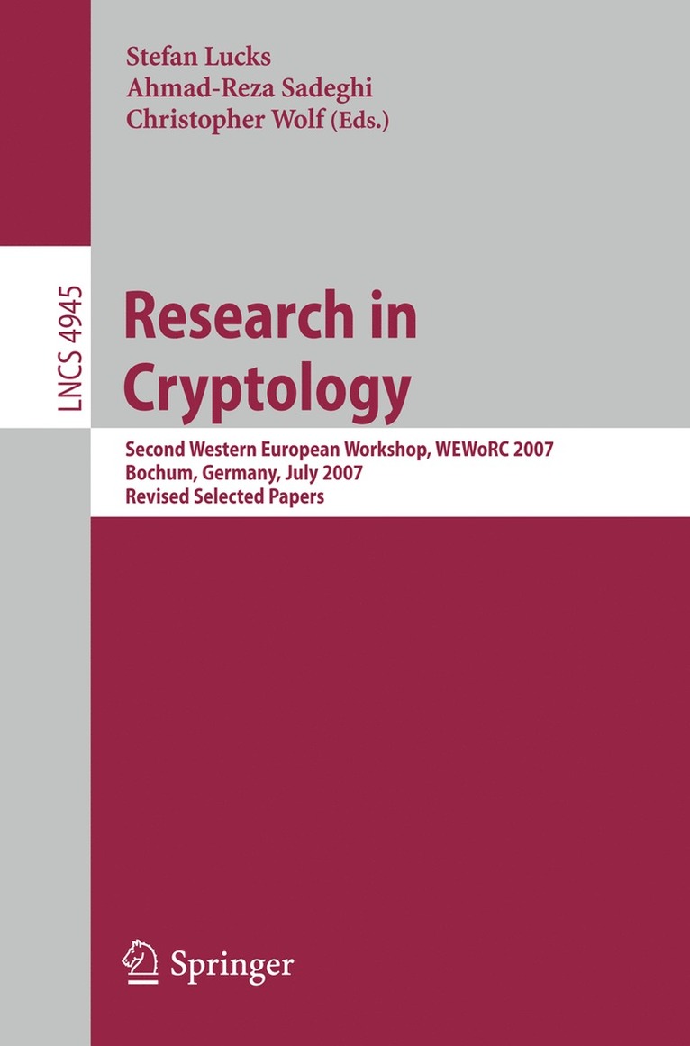 Stefan Lucks, Ahmad-Reza Sadeghi, Christopher Wolf - Research in Cryptology, Häftad