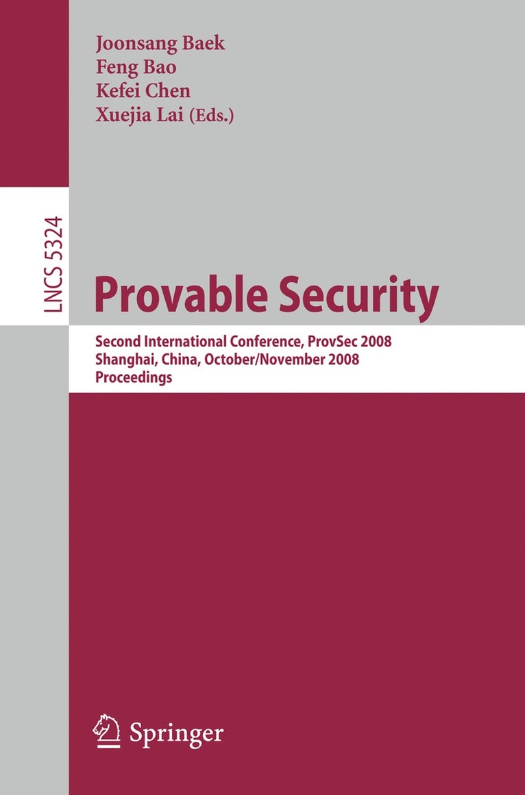 Joon Sang Baek, Feng Bao, Kefei Chen, Xuejia Lai - Provable Security, Häftad