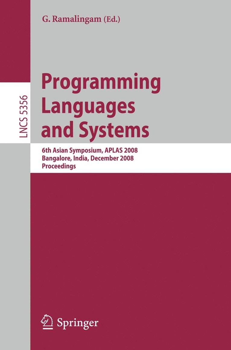 G. Ramalingam - Programming Languages and Systems, Häftad