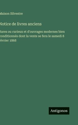 bokomslag Notice de livres anciens