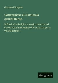 bokomslag Osservazione di cistotomia quadrilaterale: Riflessioni sul miglior metodo per estrarre i calcoli voluminosi dalla vesica urinaria per la via del perin