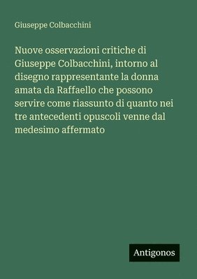 bokomslag Nuove osservazioni critiche di Giuseppe Colbacchini, intorno al disegno rappresentante la donna amata da Raffaello che possono servire come riassunto di quanto nei tre antecedenti opuscoli venne da...