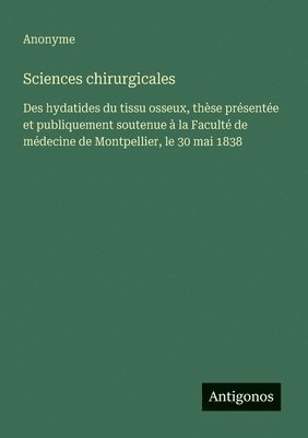 bokomslag Sciences chirurgicales