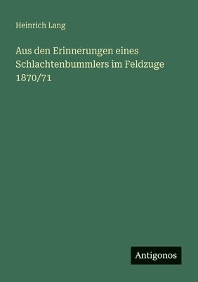 Heinrich Lang - Aus den Erinnerungen eines Schlachtenbummlers im Feldzuge 1870/71, Häftad