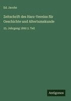 bokomslag Zeitschrift des Harz-Vereins für Geschichte und Altertumskunde