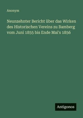 Neunzehnter Bericht über das Wirken des Historischen Vereins zu Bamberg vom Juni 1855 bis Ende Mai's 1856
