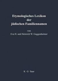 bokomslag Etymologisches Lexikon Der Judischen Familiennamen