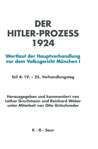 bokomslag Hitler-Prozeß 1924 Tl.4