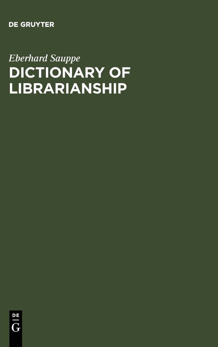 Dictionary of Librarianship / Worterbuch des Bibliothekswesens 1