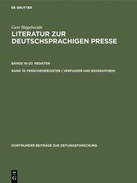 bokomslag Personenregister ( Verfasser Und Biographien)