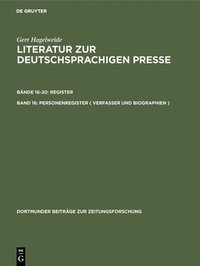 bokomslag Personenregister ( Verfasser Und Biographien )