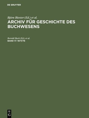 Archiv fr Geschichte des Buchwesens, Band 17, 1977/78 1
