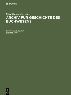 Archiv fr Geschichte des Buchwesens, Band 19, Archiv fr Geschichte des Buchwesens (1978) 1
