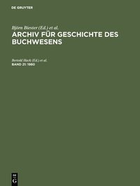 bokomslag Archiv fr Geschichte des Buchwesens, Band 21, Archiv fr Geschichte des Buchwesens (1980)