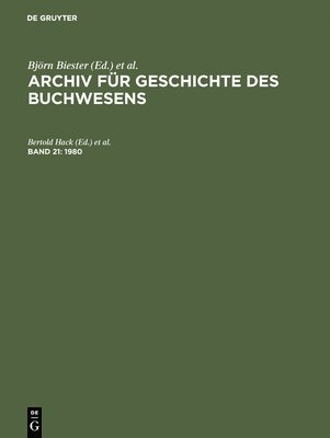 Archiv fr Geschichte des Buchwesens, Band 21, Archiv fr Geschichte des Buchwesens (1980) 1