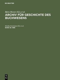 bokomslag Archiv fr Geschichte des Buchwesens, Band 26, Archiv fr Geschichte des Buchwesens (1986)