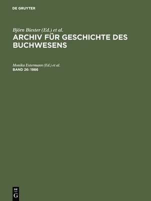 bokomslag Archiv fr Geschichte des Buchwesens, Band 26, Archiv fr Geschichte des Buchwesens (1986)