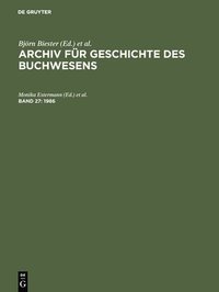 bokomslag Archiv fr Geschichte des Buchwesens, Band 27, Archiv fr Geschichte des Buchwesens (1986)
