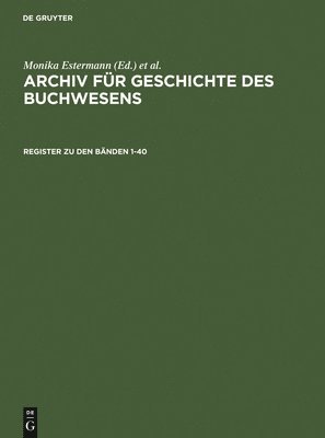 Register Zum Archiv Fr Geschichte Des Buchwesens 1