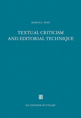 bokomslag Textual Criticism and Editorial Technique