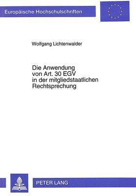 Die Anwendung Von Art. Egv in Der Mitgliedstaatlichen Rechtsprechung 1