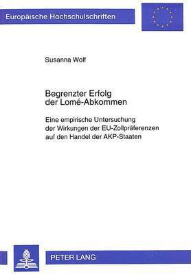 bokomslag Begrenzter Erfolg Der Lom-Abkommen