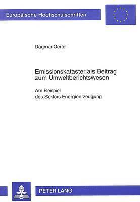 bokomslag Emissionskataster ALS Beitrag Zum Umweltberichtswesen