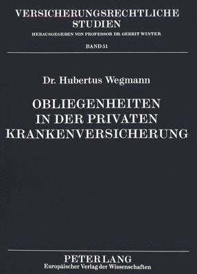 bokomslag Obliegenheiten in Der Privaten Krankenversicherung