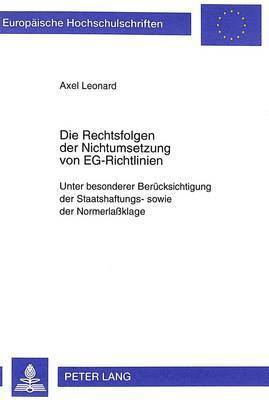 bokomslag Die Rechtsfolgen Der Nichtumsetzung Von Eg-Richtlinien