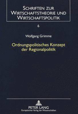 bokomslag Ordnungspolitisches Konzept Der Regionalpolitik