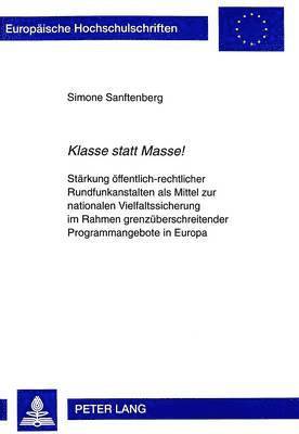 bokomslag «Klasse Statt Masse!»