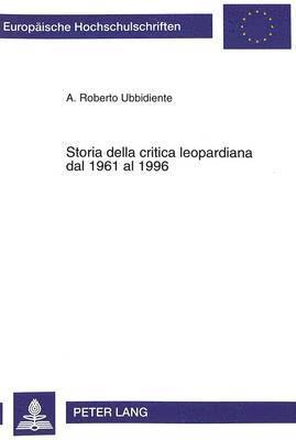 Storia Della Critica Leopardiana Dal 1961 Al 1996 1