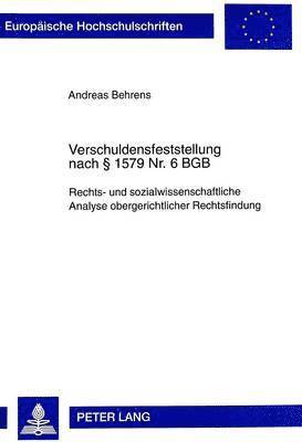 bokomslag Verschuldensfeststellung Nach 1579 Nr. 6 Bgb