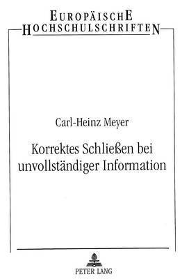 bokomslag Korrektes Schließen Bei Unvollstaendiger Information