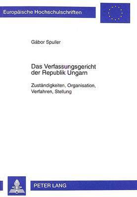 bokomslag Das Verfassungsgericht Der Republik Ungarn