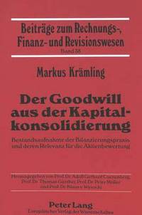 bokomslag Der Goodwill Aus Der Kapitalkonsolidierung