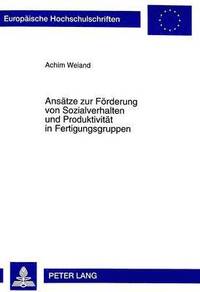 bokomslag Ansaetze Zur Foerderung Von Sozialverhalten Und Produktivitaet in Fertigungsgruppen