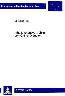 bokomslag Inhalteverantwortlichkeit Von Online-Diensten