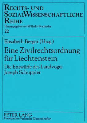 bokomslag Eine Zivilrechtsordnung Fuer Liechtenstein