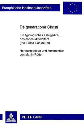 bokomslag de Generatione Christi