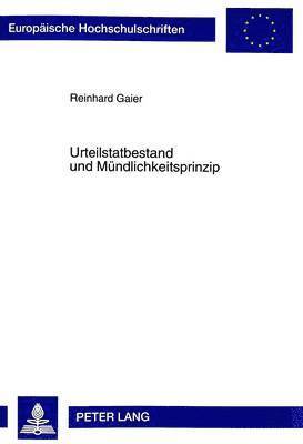 bokomslag Urteilstatbestand Und Muendlichkeitsprinzip