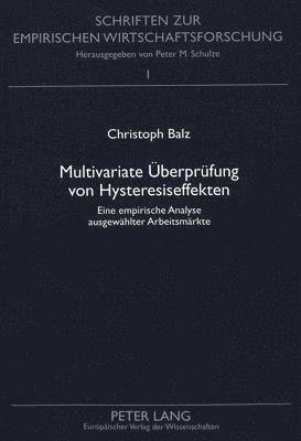 bokomslag Multivariate Ueberpruefung Von Hysteresiseffekten