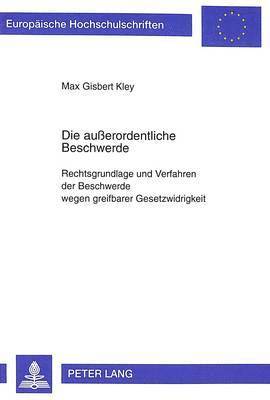 bokomslag Die Außerordentliche Beschwerde