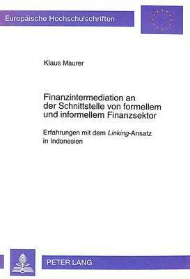 bokomslag Finanzintermediation an der Schnittstelle von formellem und informellem Finanzsektor